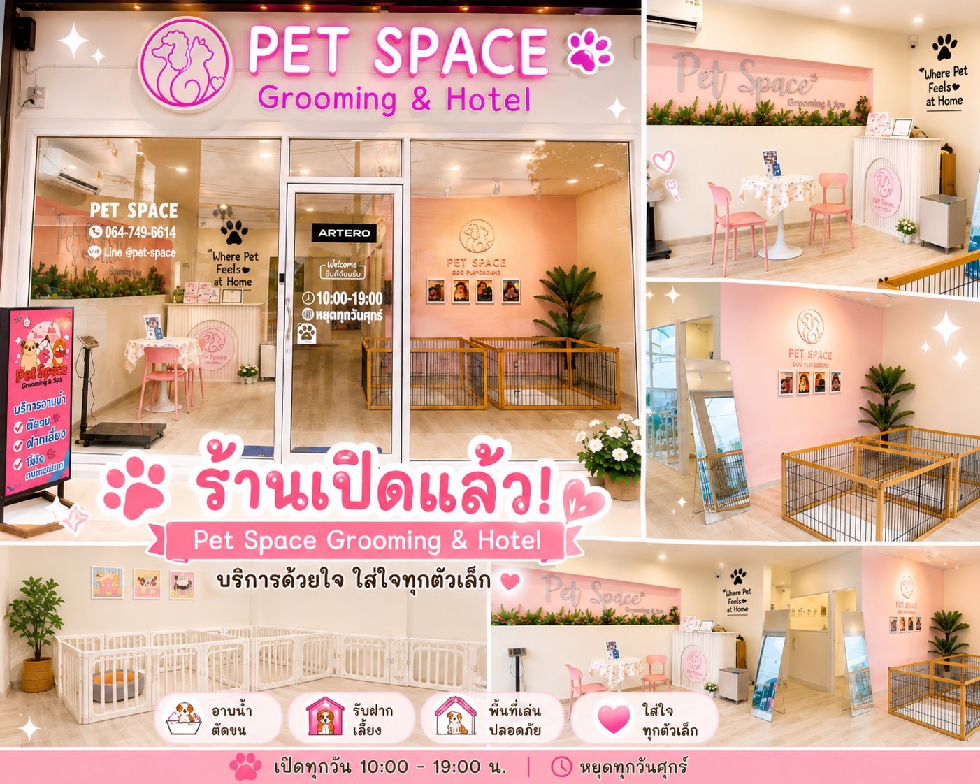 Pet Space Grooming Hotel หน้าร้านและโซนเล่นสุนัข Dog Playground บางพลี สมุทรปราการ